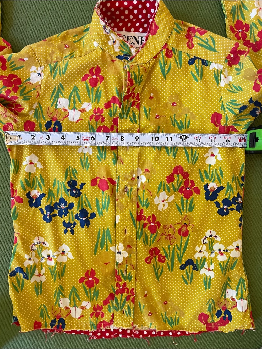 Beene Bazar Vintage Y2K Mustard Yellow Floral Polka Dots Button-Up Shirt - Picture 6 of 13
